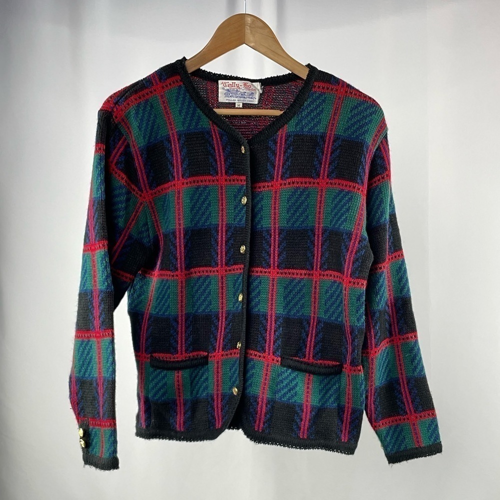 Vintage Tally Ho Cardigan Sweater in Multi Size Medium